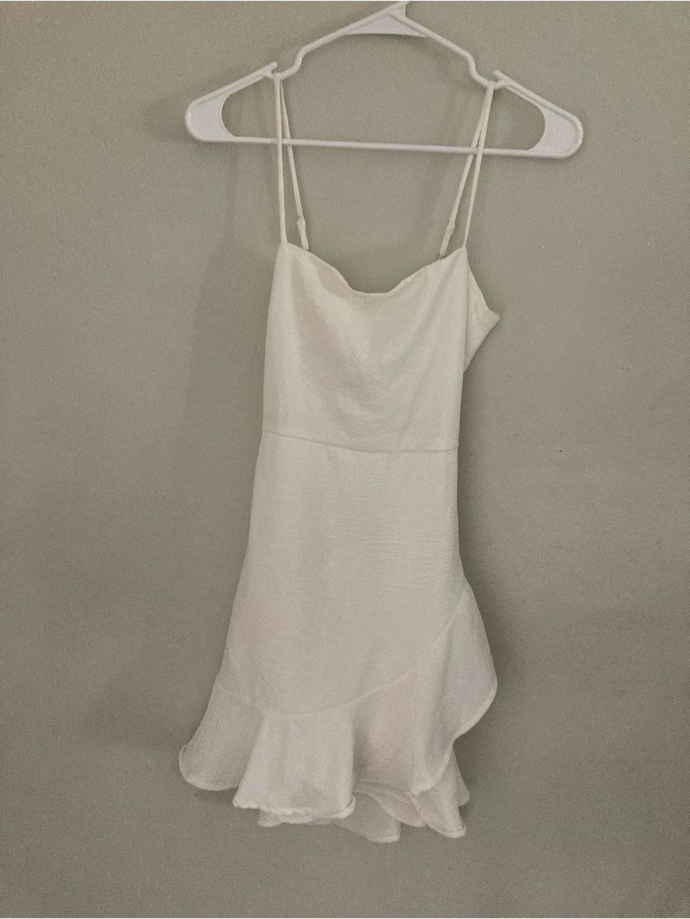 Lovely Day White Spaghetti-Strap Ruffle Mini Dress